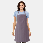 Tablier Mariage Monogramme Rayures Prune (Porté)