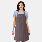 Tablier Mariage Monogramme Rayures Raisin Foncé (Porté)