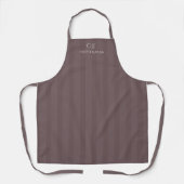 Tablier Mariage Monogramme Rayures Raisin Foncé (Recto)