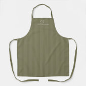 Tablier Mariage Monogramme Rayures Vert Olive (Recto)