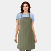 Tablier Mariage Monogramme Rayures Vert Olive (Porté)