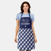 Tablier Marine Blue Grand-mère Meilleur Chef Coeur & Plaid (Porté)