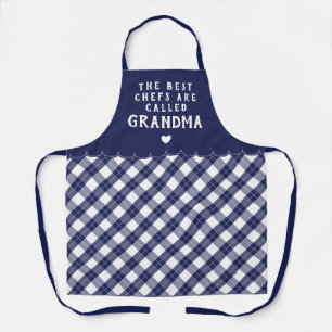 Tablier Marine Blue Grand-mère Meilleur Chef Coeur & Plaid