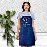 Tablier Marine Blue Nautical Thème Nom de famille<br><div class="desc">Design nautique unique pour votre cuisine familiale ou votre cuisine d'escapade familiale.</div>