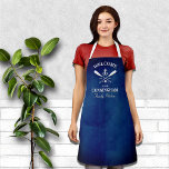 Tablier Marine Blue Nautical Thème Nom de famille<br><div class="desc">Design nautique unique pour votre cuisine familiale ou votre cuisine d'escapade familiale.</div>