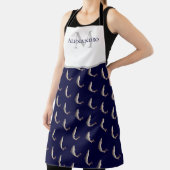 Tablier Marine Blue White Monogramme nom Trout motif Apron (Insitu)