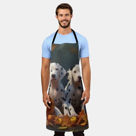 Tablier Marionnette dalmate Automne Citrouille délice (Porté)