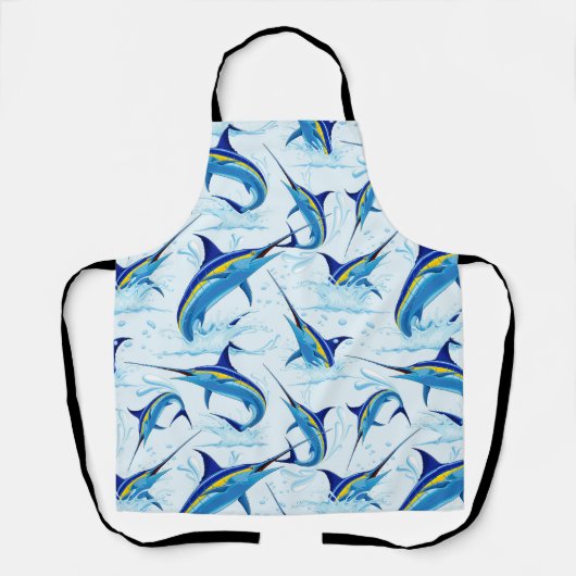 Tablier Marlin Bleu Jaillissant de l'Océan (Recto)