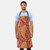 Tablier Maroon Paisley : Ornement de Concombre Turc. (Porté)