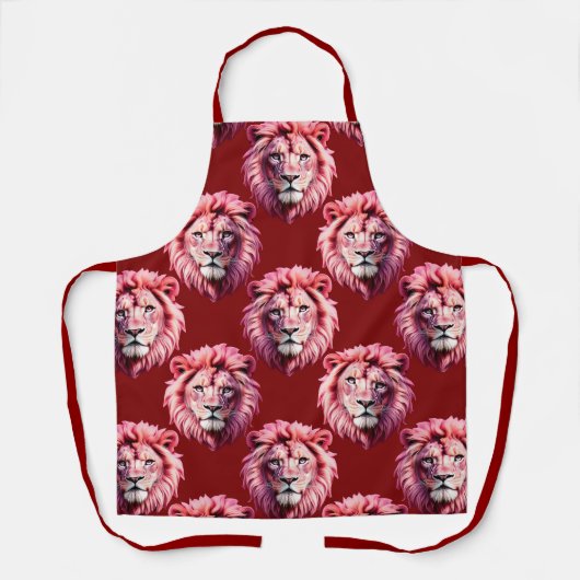 Tablier Maroon Pink Lion Head Design  (Recto)