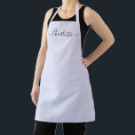 Tablier Marque-page personnalisé script personnalisé lilas<br><div class="desc">Marque-page personnalisé texte moderne lilas lavande personnalisé monogramme couleur unie simple élégant chic lilas lavande et noir texte tablier de cuisine. Personnalisez-le avec un nom, une citation, une phrase ou un texte. Idéal pour les cuisiniers, les chefs, la poterie, la céramique, l'artisanat, le travail, la cuisine, la pâtisserie, le barbecue,...</div>