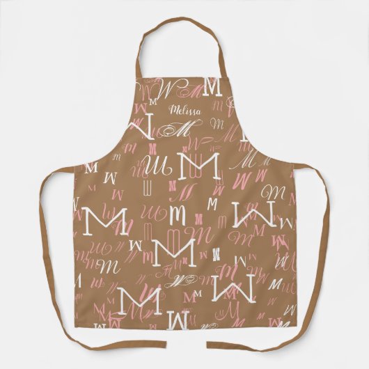 Tablier marron clair initial M (coutume) motif agréable (Recto)