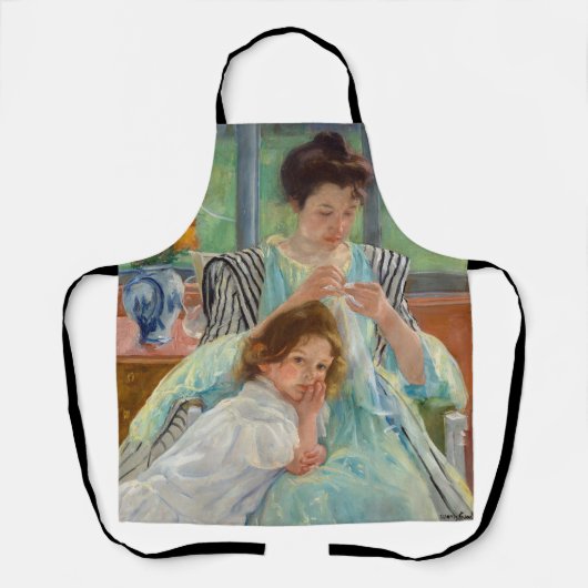 Tablier Mary Cassatt - Jeune mère coudre (Recto)