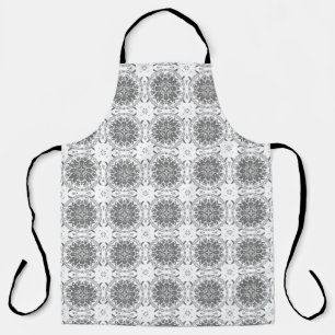 Tablier Masque d'ornement de folklore blanc et gris