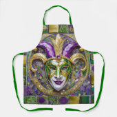 Tablier Masque Mardi Gras Jester Vert Or (Recto)