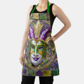 Tablier Masque Mardi Gras Jester Vert Or (Insitu)