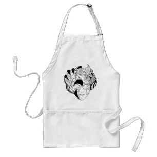 Tablier masque noir et blanc de lineart