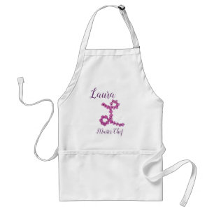 Tablier Master Chef Pink Flower Lettre L Floral Monogramme