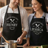 Tablier Matching Family Kitchen Aprons with Custom Names