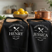 Tablier Matching Family Kitchen Aprons with Custom Names