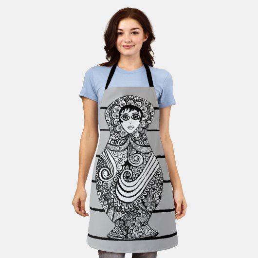 Tablier Matryoshka Doll BW Apron (Porté)