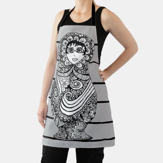 Tablier Matryoshka Doll BW Apron (Insitu)