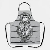 Tablier Matryoshka Doll BW Apron (Recto)