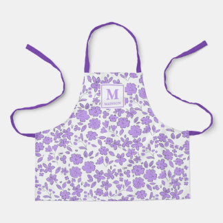 Tablier mauve purple Floral Monogrammed Apron