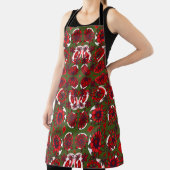 Tablier Mazipoodles Love Flowers - Vert Rouge Blanc (Insitu)