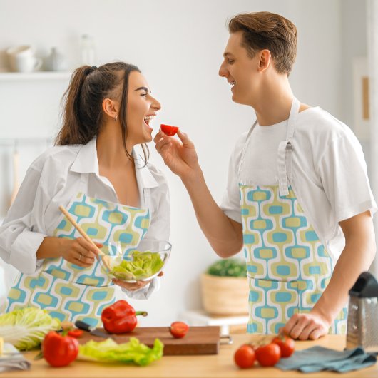 Tablier MCM Aqua Blue Motif moderne tendance du milieu du 