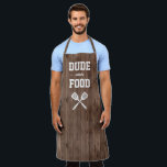Tablier Mec avec la nourriture Amusante Grillage en bois d<br><div class="desc">Le tablier parfait pour le type qui aime griller. Deux spatules croisées apparaissent en blanc sous les mots "Mec avec la nourriture" en blanc sur un arrière - plan en bois de grange brun. Fait un cadeau idéal d'anniversaire ou de Fête des pères.</div>
