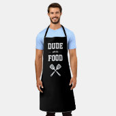 Tablier Mec avec la nourriture drôle noir blanc grillant (Porté)