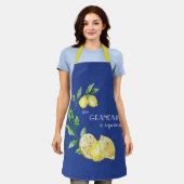Tablier Méditerranée Donner à grand-mère un citron bleu Sq (Porté)