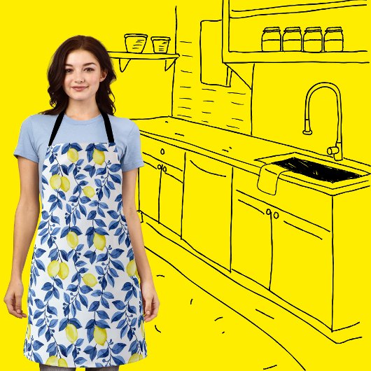 Tablier Mediterrenean Citrus Lemon pattern