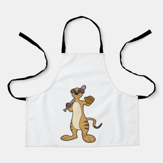 Tablier Meerkat comme joueur de baseball avec batte de bas (Recto)