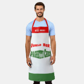 Tablier Meilleur chef de spaghetti du monde - rouge blanc  (Porté)