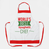 Tablier Meilleur chef de spaghetti du monde - rouge blanc  (Recto)