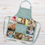 Tablier Meilleur grand-mère Photo Collage Sage Green<br><div class="desc">Un beau cadeau de gardien pour la meilleure grand-mère du monde. Personnalisez ce tablier photo avec huit photos de ses petits-enfants, enfants, autres membres de la famille, animaux domestiques, etc. Customisez "Meilleure grand-mère du monde" et si elle s'appelle "grand-mère", "Nana", "Abuela", etc., et ajoutez les noms de son petit-enfant comme...</div>