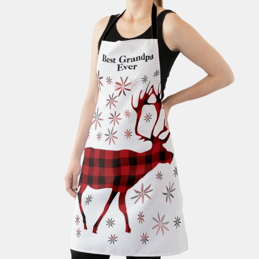 Tablier Meilleur grand-père Toujours Noël cerf roux plaids (Insitu)