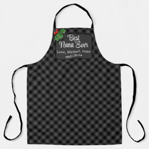 Tablier Meilleur Nana jamais Noël classique gris Plaid Hol