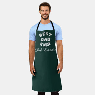 Tablier Meilleur Papa Jamais Élégant Vert Blanc Nom Modern