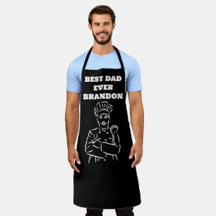 Tablier Meilleur papa Jamais Noir Blanc Moderne Foody Chef