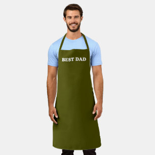 Tablier Meilleur papa mousse d'olive vert moderne typograp
