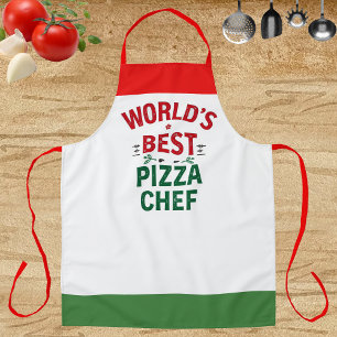Tablier Meilleur pizzaiolo du monde - rouge blanc vert