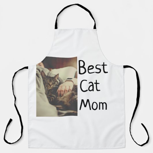 Tablier Meilleure maman chat papa ajouter chat photo nom c (Recto)
