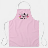 Tablier Meilleure maman du monde, Fleurs roses, Rose clair (Recto)