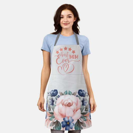 Tablier Meilleure maman jamais Rustique Boho Floral Fête d (Porté)