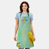 Tablier Meilleure Maman Jamais ! Tulipes d'aquarelle jaune (Porté)