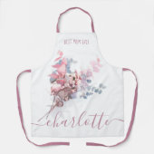 Tablier Meilleure Maman Jour Élégant Pink Floral Aquarelle (Recto)