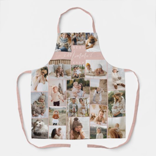 Tablier Meilleure maman Jour Script Fête des Mères Collage (Recto)